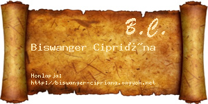 Biswanger Cipriána névjegykártya
